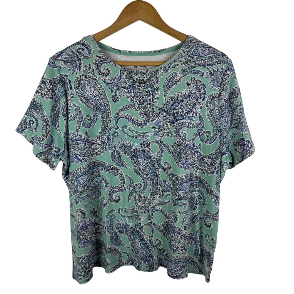 Croft‎ & Barrow Paisley Classic Tee Sz 1X Cotton Preppy Boho Stretch Lightweight
